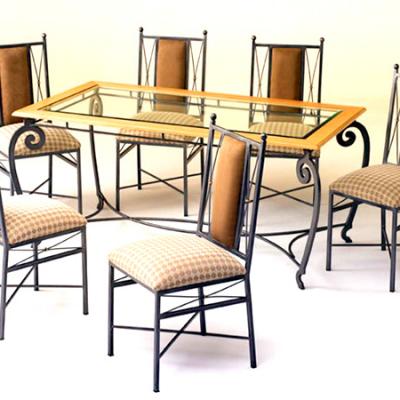 Profile 6-seater table & Myra upholstered chairs