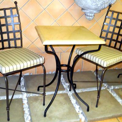 Bistro square table & ProvenÃ§al chairs