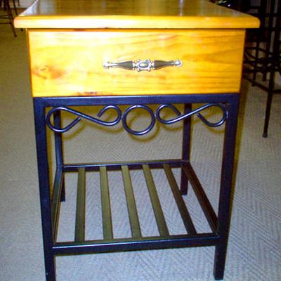 Bespoke bedside table with wooden drawer & slatted shelf