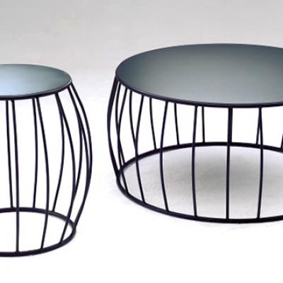 Drum side & coffee table with metal top